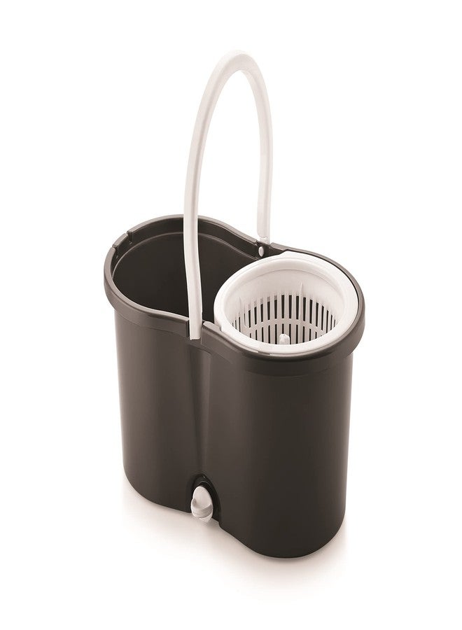 نابيا ممسحة نابيا الدوارة البلاستيكية، بعجلات سهلة الاستخدام ودلو كبير مع قطعتين من الألياف الدقيقة، ممسحة تنظيف أرضيات مع دلو، مجموعة تنظيف أرضيات (أسود، ممسحة بلاستيكية) - Image 3